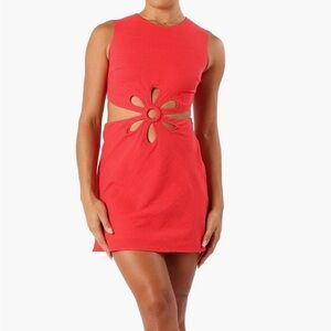Euro summer red cutout ring waist mini dress Petal + Pup cotton